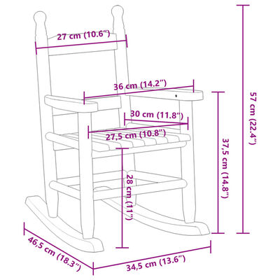 vidaXL Rocking Chair for Children Brown Solid Wood Poplar