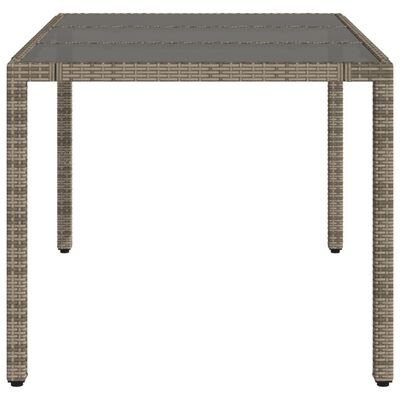 vidaXL Garden Table with Glass Top Grey 150x90x75 cm Poly Rattan