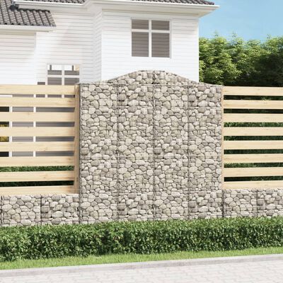 vidaXL Arched Gabion Baskets 2 pcs 200x30x220/240 cm Galvanised Iron