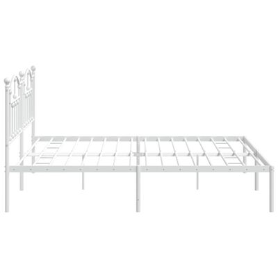 vidaXL Metal Bed Frame without Mattress with Headboard White 200x200 cm