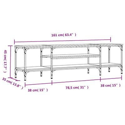 vidaXL TV Cabinet Grey Sonoma 161x35x45 cm Engineered Wood&Iron