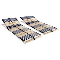 vidaXL Slatted Bed Bases without Mattress 2 pcs with 42 Slats 90x200 cm