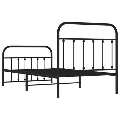 vidaXL Metal Bed Frame without Mattress with Footboard Black 100x190 cm