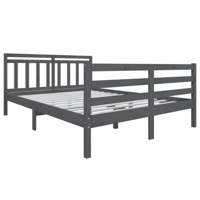 vidaXL Bed Frame without Mattress Grey Solid Wood 140x190 cm (810412+814096)