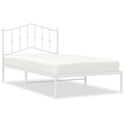 vidaXL Metal Bed Frame without Mattress with Headboard White 100x190 cm