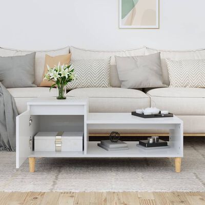 vidaXL Coffee Table High Gloss White 100x50x45 cm Engineered Wood