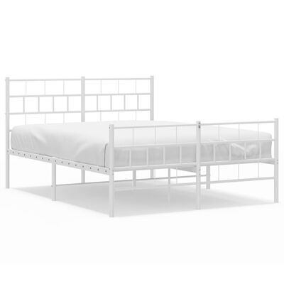 vidaXL Metal Bed Frame without Mattress with Footboard White 160x200 cm