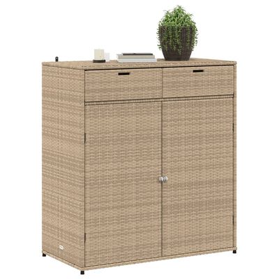 vidaXL Garden Storage Cabinet Beige 105x55x113 cm Poly Rattan