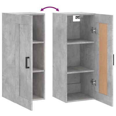 vidaXL Wall Mounted Cabinet Concrete Grey 34.5x34x90 cm Engineered Wood