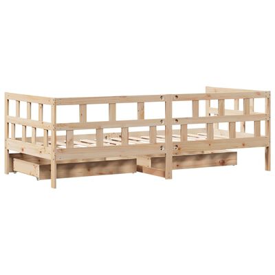 vidaXL Daybed with Drawers without Mattress 90x200 cm Solid Wood