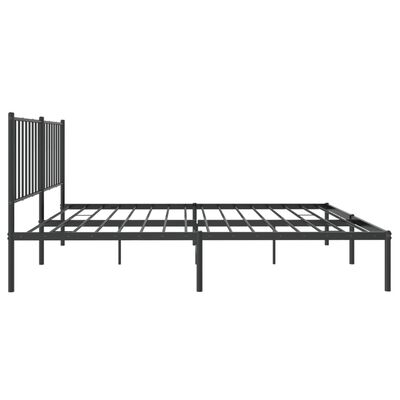 vidaXL Metal Bed Frame without Mattress with Headboard Black 135x190 cm Double