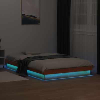 vidaXL LED Bed Frame without Mattress Wax Brown 120x200 cm Solid Wood