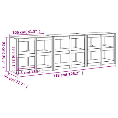 vidaXL Outdoor Kitchen Cabinets 3 pcs Black Solid Wood Pine