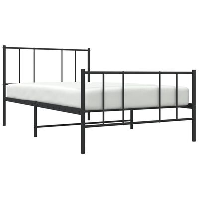 vidaXL Metal Bed Frame without Mattress with Footboard Black 100x190 cm