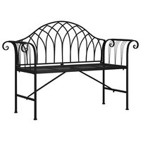 vidaXL 2-Seater Garden Bench 128 cm Black Steel