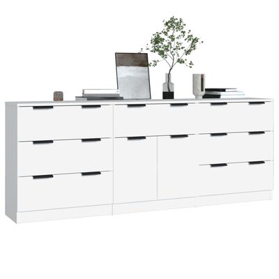 vidaXL 3 Piece Sideboards White Engineered Wood