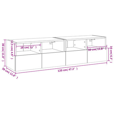 vidaXL TV Wall Cabinets 2 pcs Brown Oak 60x30x30 cm Engineered Wood