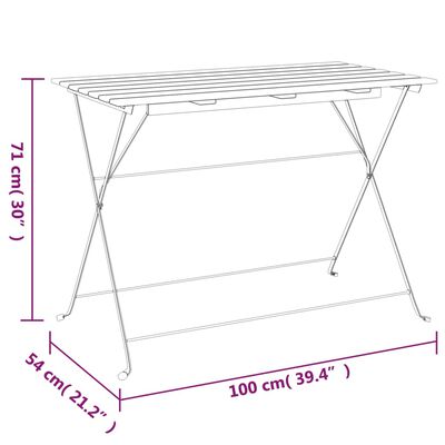 vidaXL Folding Bistro Table 100x54x71 cm Solid Wood Acacia and Steel