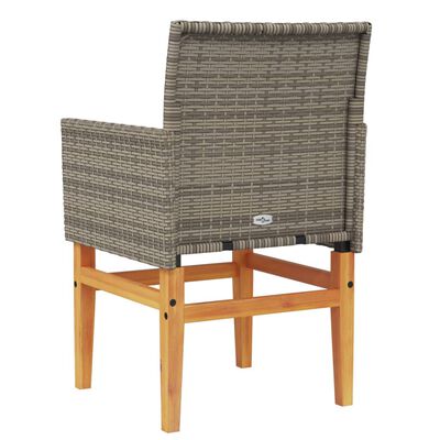 vidaXL Garden Chairs with Cushions 2 pcs Grey Poly Rattan&Solid Wood