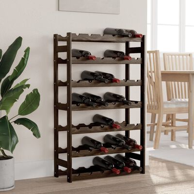 vidaXL Wine Rack for 42 Bottles Black Solid Wood Pine