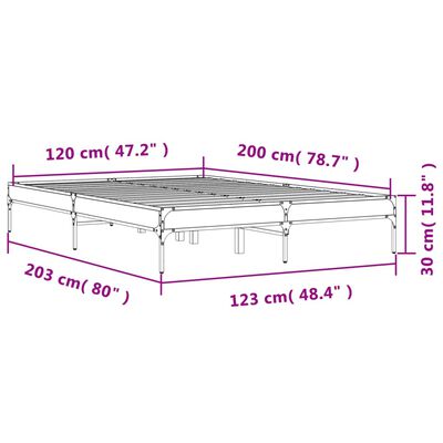 vidaXL Bed Frame without Mattress Smoked Oak 120x200 cm