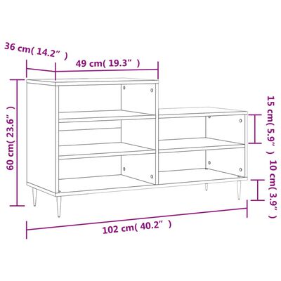 vidaXL Shoe Cabinet High Gloss White 102x36x60 cm Engineered Wood