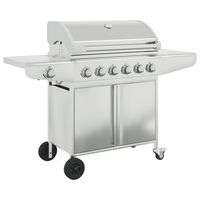 vidaXL Gas BBQ Grill with 7 Burners Silver Stainless Steel