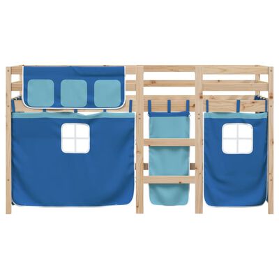 vidaXL Kids' Loft Bed with Curtains without Mattress Blue 80x200 cm