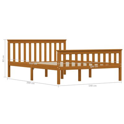 vidaXL Bed Frame without Mattress Honey Brown Solid Pinewood 140x200 cm