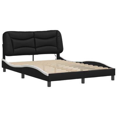 vidaXL Bed Frame with LED without Mattress Black and White 140x200 cm