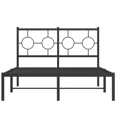 vidaXL Metal Bed Frame without Mattress with Headboard Black 120x190 cm Small Double