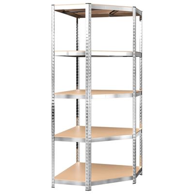 vidaXL 5-Layer Shelves 2 pcs Silver Steel&Engineered Wood