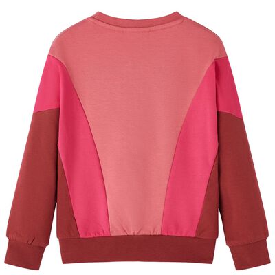 Kids' Sweatshirt Colour Block Pink and Henna 140