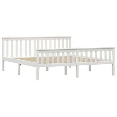 vidaXL Bed Frame without Mattress White Solid Pinewood 180x200 cm Super King