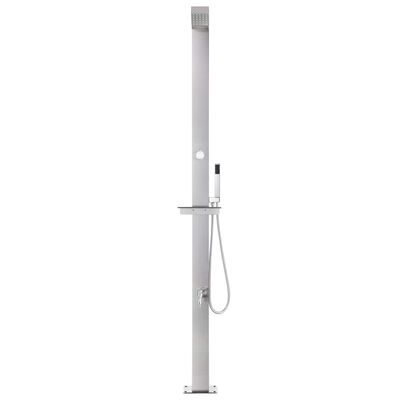 vidaXL Garden Shower with Brown Base 225 cm Stainless Steel