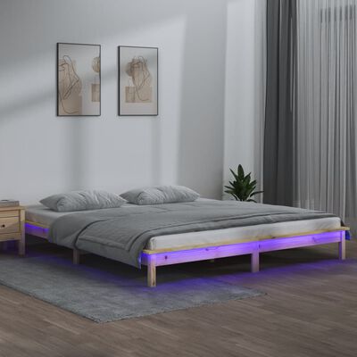 vidaXL LED Bed Frame without Mattress 140x190 cm Solid Wood