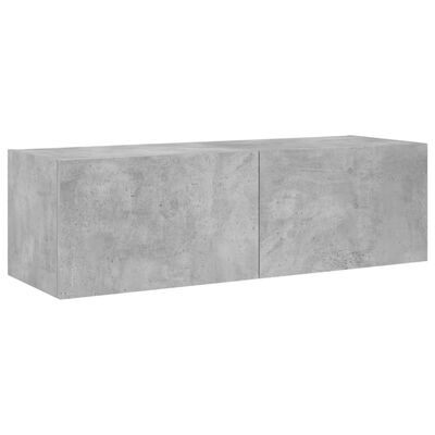 vidaXL 3 Piece TV Wall Cabinets with LED Lights Concrete Grey