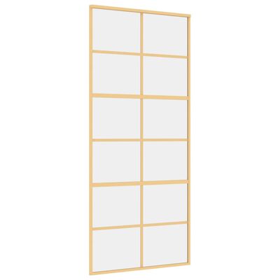 vidaXL Sliding Door Gold 90x205 cm Clear ESG Glass and Aluminium