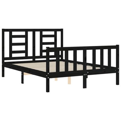 vidaXL Bed Frame without Mattress Black 140x190 cm Solid Wood Pine