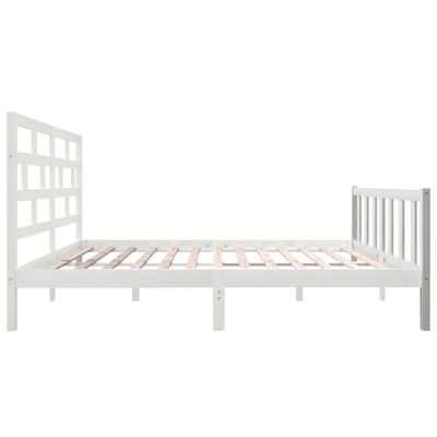 vidaXL Bed Frame without Mattress White Solid Wood Pine King Size