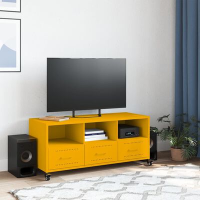 vidaXL TV Cabinet Mustard Yellow 100.5x39x43.5 cm Steel