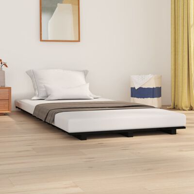 vidaXL Bed Frame without Mattress Black 100x200 cm Solid Wood Pine