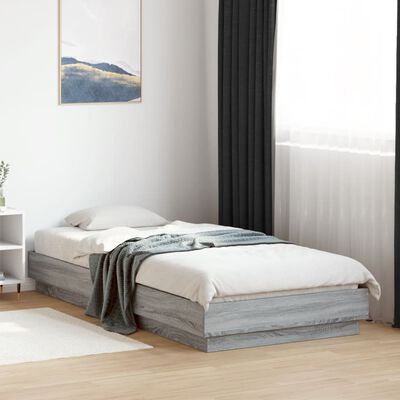 vidaXL Bed Frame Grey Sonoma 100x200 cm Engineered Wood