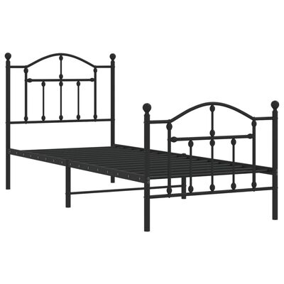 vidaXL Metal Bed Frame without Mattress with Footboard Black 90x200 cm