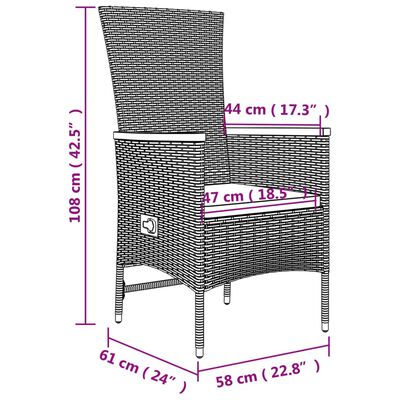 vidaXL 7 Piece Garden Dining Set Grey Poly Rattan&Solid Wood Acacia