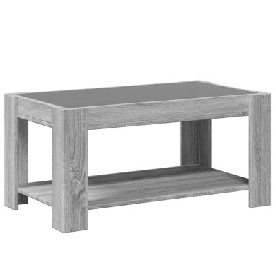 vidaXL Coffee Table with LED Grey Sonoma 93x53x45 cm Engineered Wood