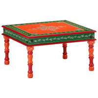 vidaXL Coffee Table Orange Hand Painted Solid Wood Mango