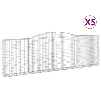 vidaXL Arched Gabion Baskets 5 pcs 400x30x120/140 cm Galvanised Iron