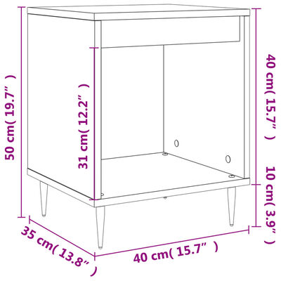 vidaXL Bedside Cabinet Sonoma Oak 40x35x50 cm Engineered Wood