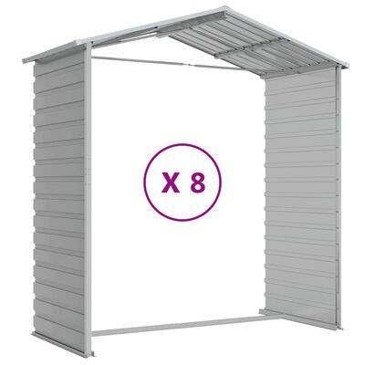 vidaXL Garden Shed Light Grey 191x725x198 cm Galvanised Steel